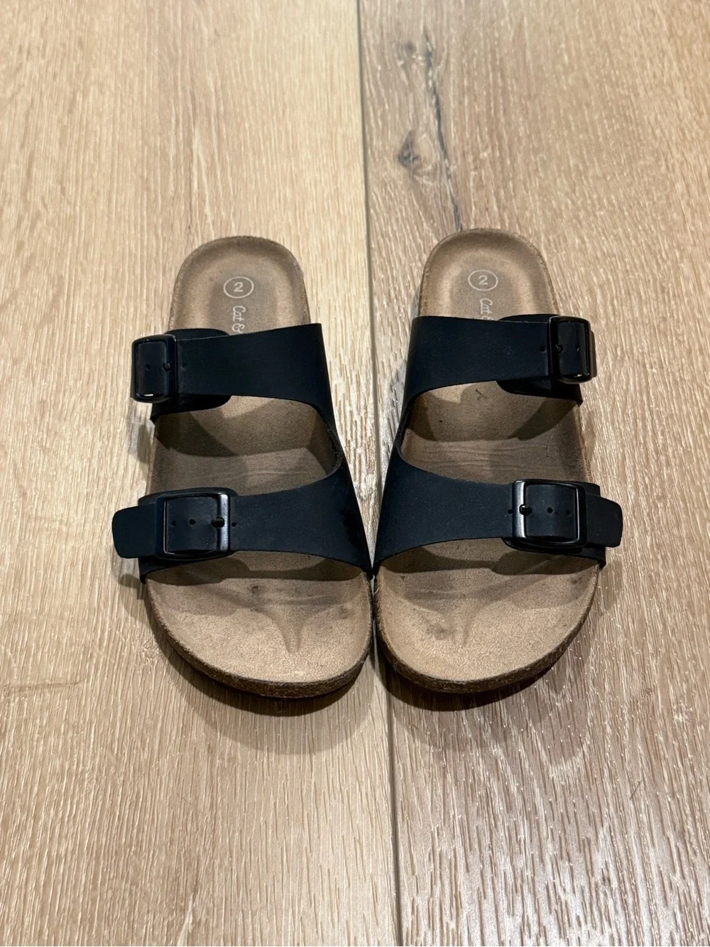 Cat & Jack Black Double-Buckle Slide Sandals
